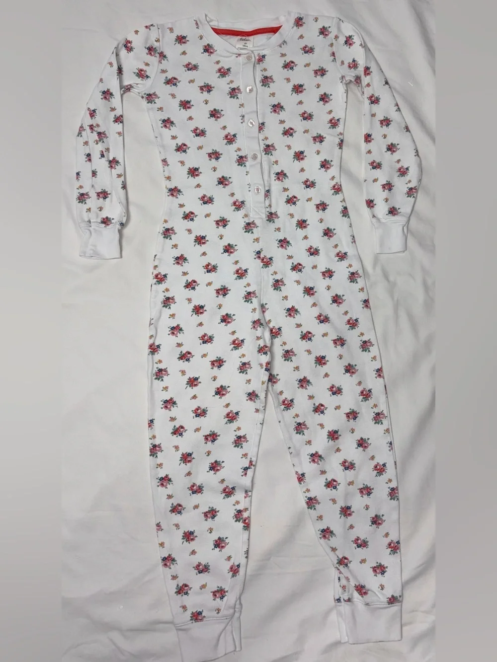 Boden girls one piece pajama/union suit w/delicate floral print sz 8